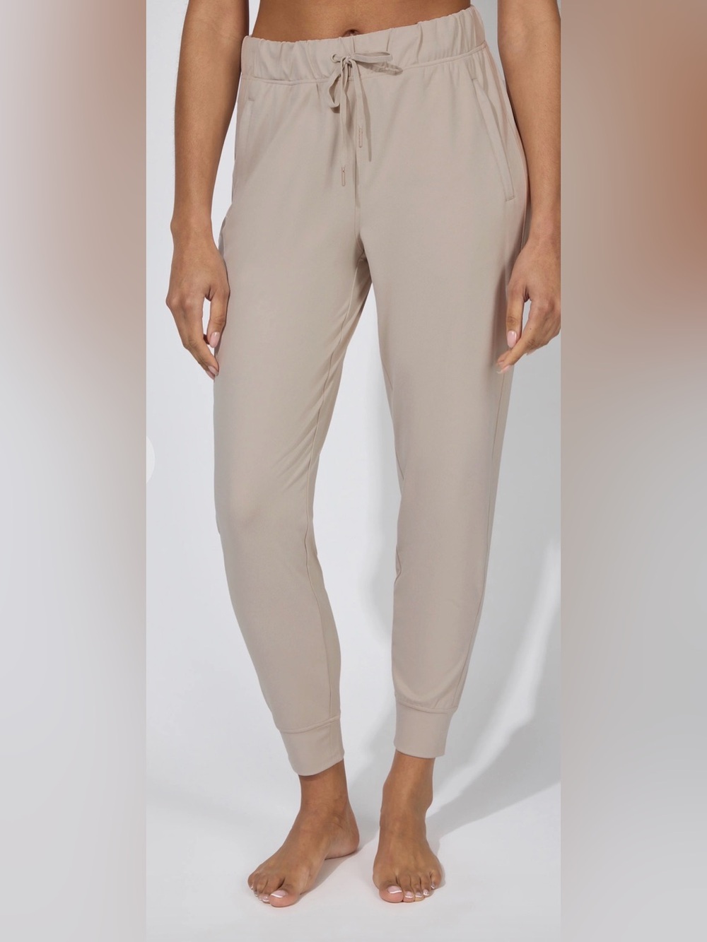 Yogalicious Brand Cream Colored Joggers With Pockets & Elastic Drawstring Waist